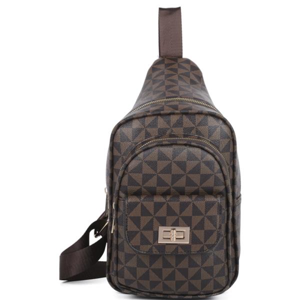 TRIANGULAR MONOGRAM DESIGN SLING CROSSBODY BAG