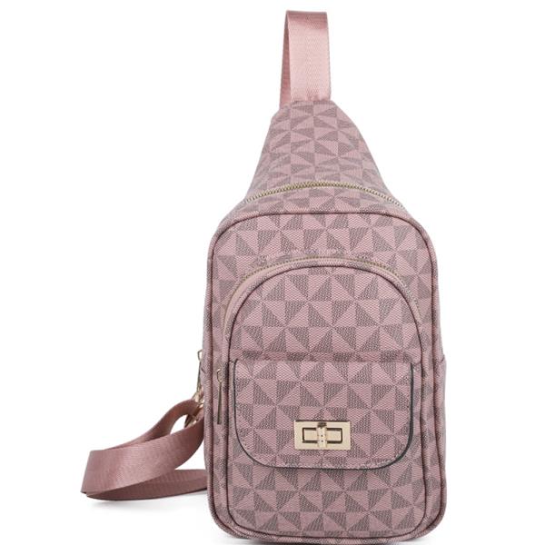 TRIANGULAR MONOGRAM DESIGN SLING CROSSBODY BAG