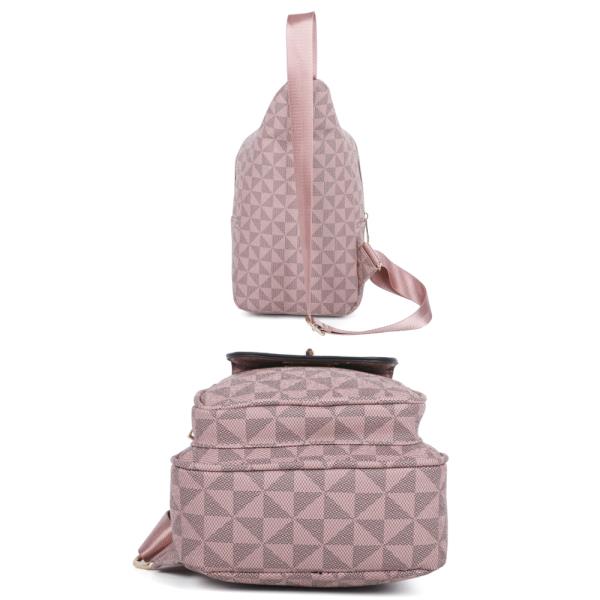 TRIANGULAR MONOGRAM DESIGN SLING CROSSBODY BAG