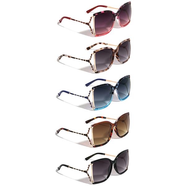 CRYSTAL COLOR TEMPLE BARS FASHION BUTTERFLY SUNGLASSES 1DZ