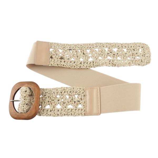 CROCHET WOOD BUCKLE ELASTIC BELT