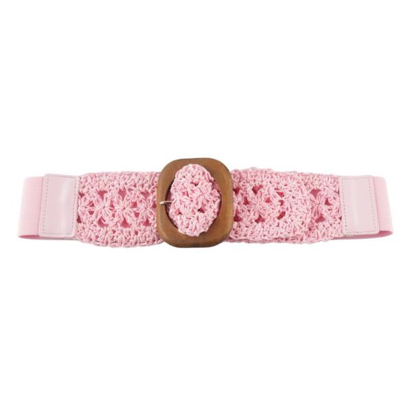 CROCHET WOOD BUCKLE ELASTIC BELT