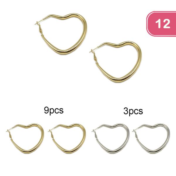 HEART HOOP EARRINGS (12 UNITS)