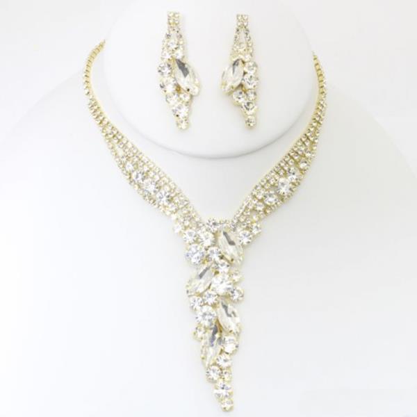 RHINESTONE NECKLACE EARRING SET