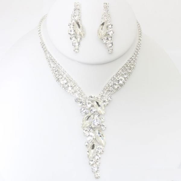 RHINESTONE NECKLACE EARRING SET