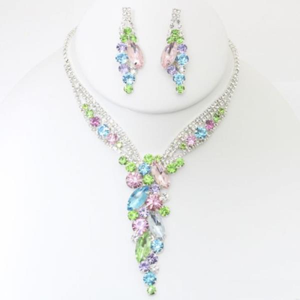 RHINESTONE NECKLACE EARRING SET