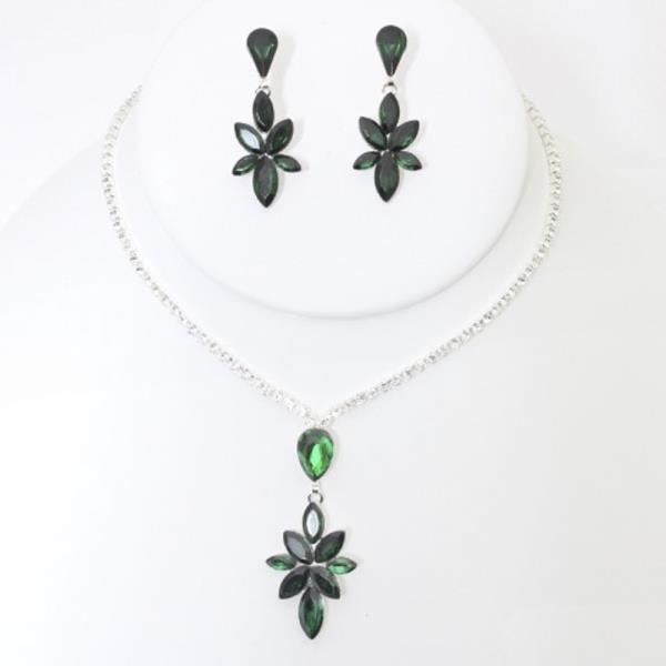 RHINESTONE NECKLACE EARRING SET