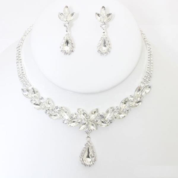 RHINESTONE NECKLACE EARRING SET