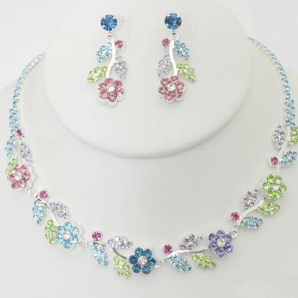 RHINESTONE NECKLACE EARRING SET