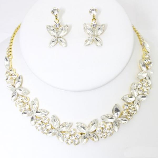 RHINESTONE NECKLACE EARRING SET