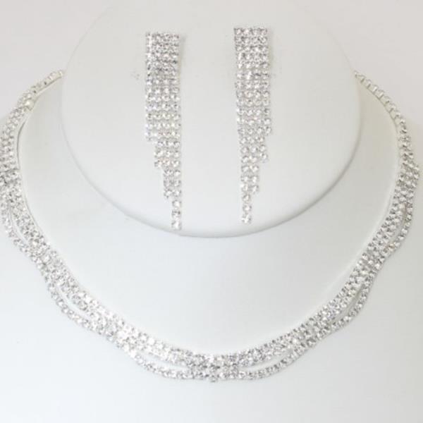 RHINESTONE NECKLACE EARRING SET