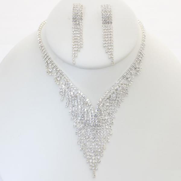 RHINESTONE NECKLACE EARRING SET