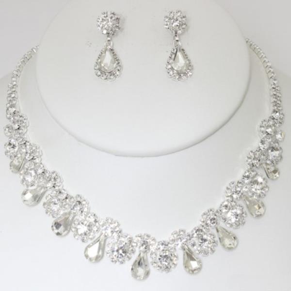 RHINESTONE NECKLACE EARRING SET