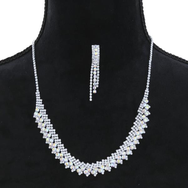 RHINESTONE NECKLACE EARRING SET