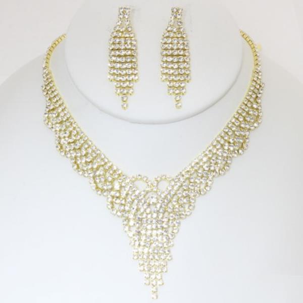 RHINESTONE NECKLACE EARRING SET