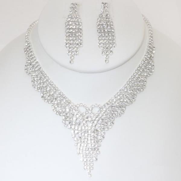 RHINESTONE NECKLACE EARRING SET