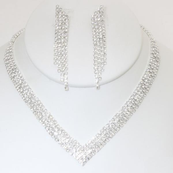 RHINESTONE NECKLACE EARRING SET