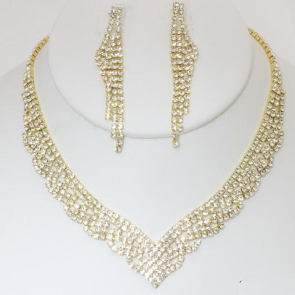 RHINESTONE NECKLACE EARRING SET