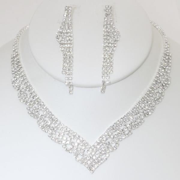 RHINESTONE NECKLACE EARRING SET