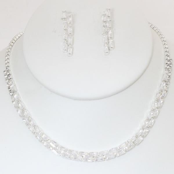 RHINESTONE NECKLACE EARRING SET