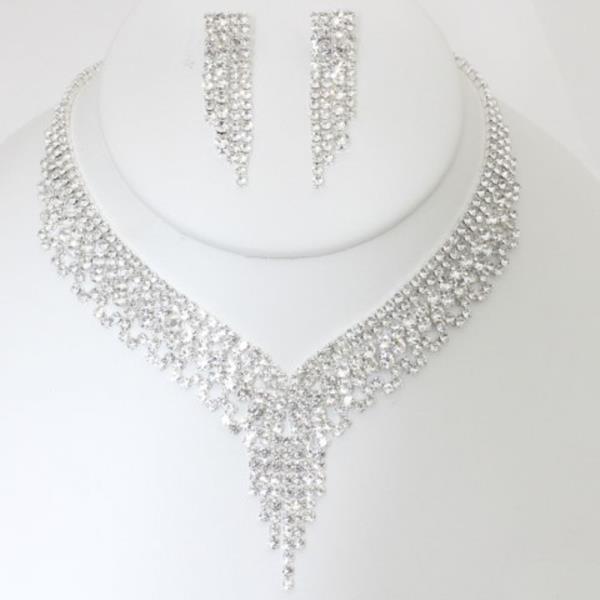 RHINESTONE NECKLACE EARRING SET