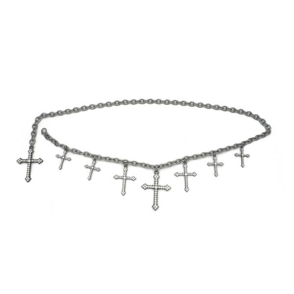 RHINESTONE CROSS CHAIN BELT