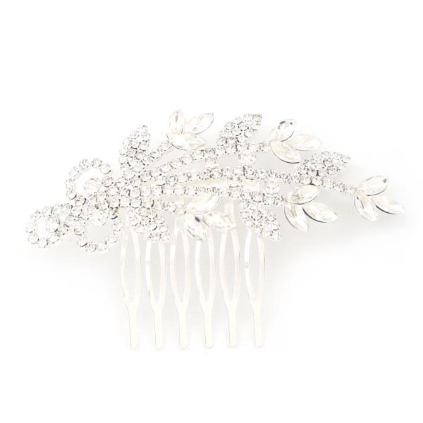 SWIRL LEAF PATTERN RHINESTONE HAIR COMB