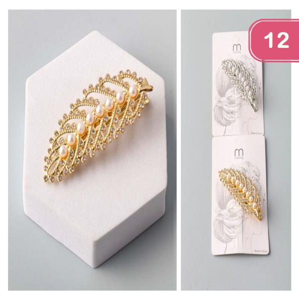 ROYAL PEARL LEAF ALLIGATOR HAIR PIN (12 UNITS)