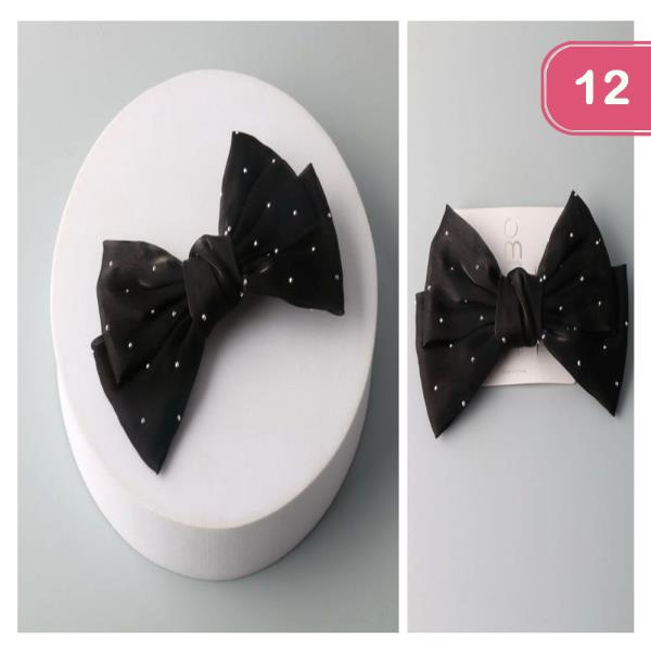 STUDDED TAFFETA BOW PIN (12 UNITS)