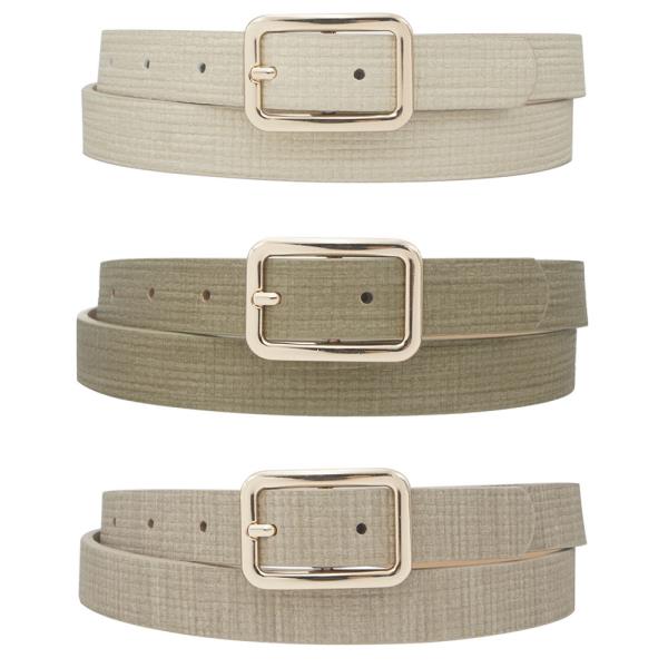 ROUNDED RECTANGLE BUCKLE SKINNY TRIO BELT