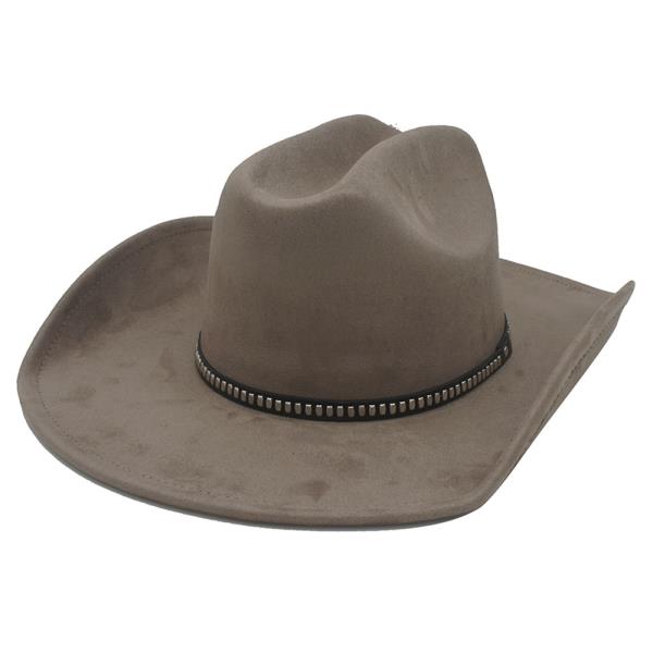 STUD BANDED MICROSUEDE COWBOY HAT