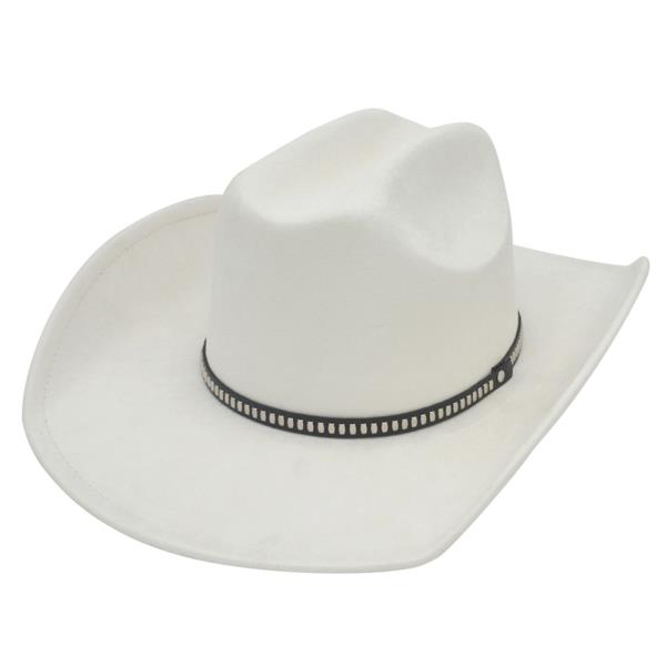 STUD BANDED MICROSUEDE COWBOY HAT