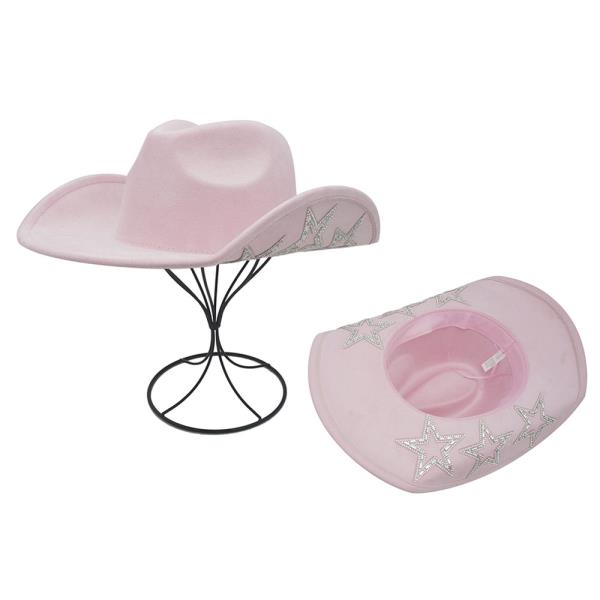 RHINESTONE STAR BOTTOM TRIMMED COWBOY HAT