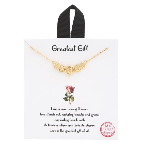 18K GOLD RHODIUM DIPPED ROSE GREATEST GIFT NECKLACE