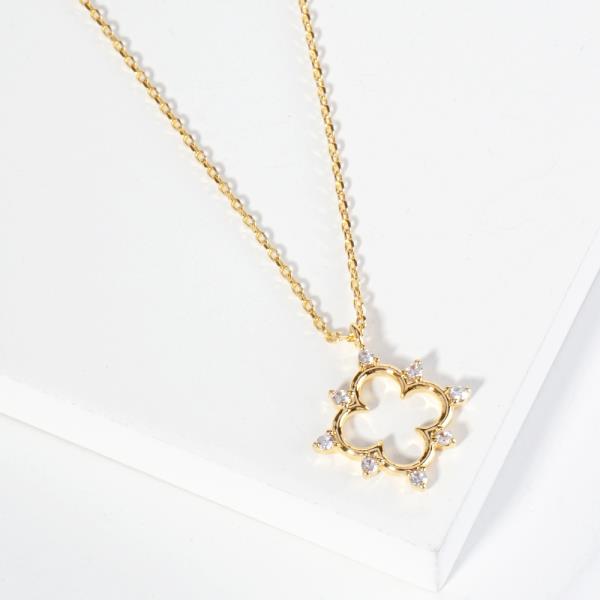 18K GOLD RHODIUM DIPPED GUIDING LIGHT CLOVER NECKLACE