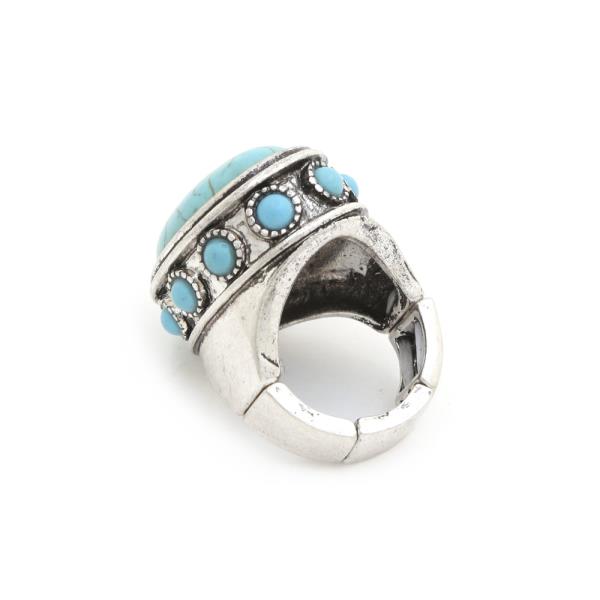 WESTERN OVAL TURQUOISE BEAD STRETCH RING