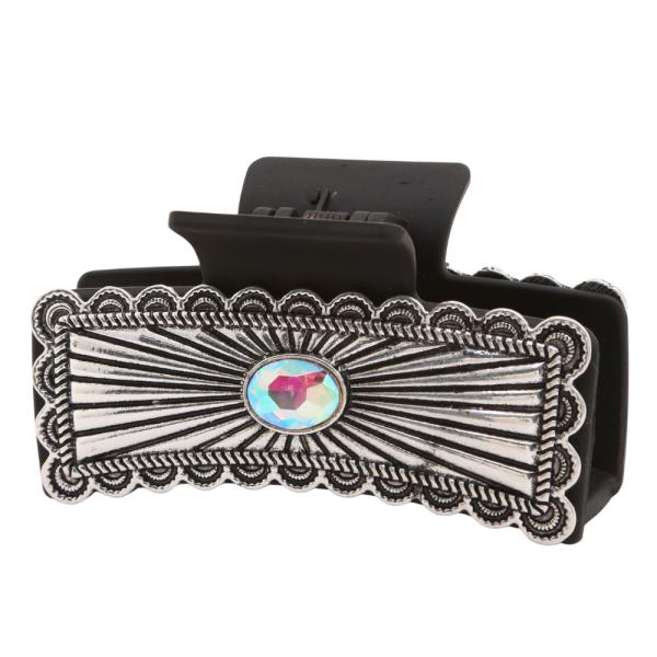 WESTERN RECTANGLE TURQUOISE BEAD CLAW HAIR CLIP