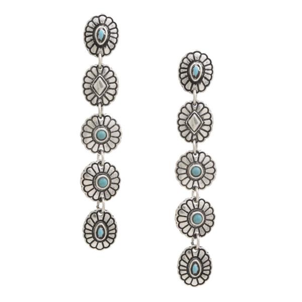 WESTERN FLOWER LINK METAL EARRING