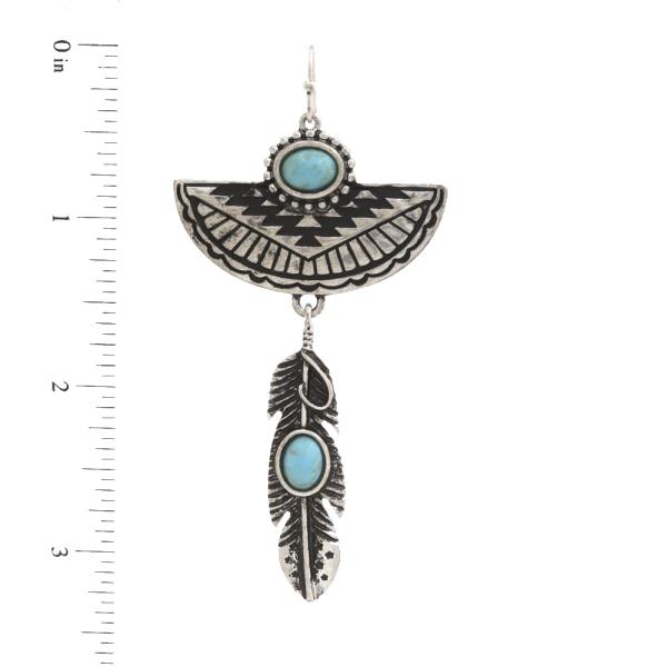 WESTERN HALF CIRCLE LEAF CHARM DANGLE EARRING