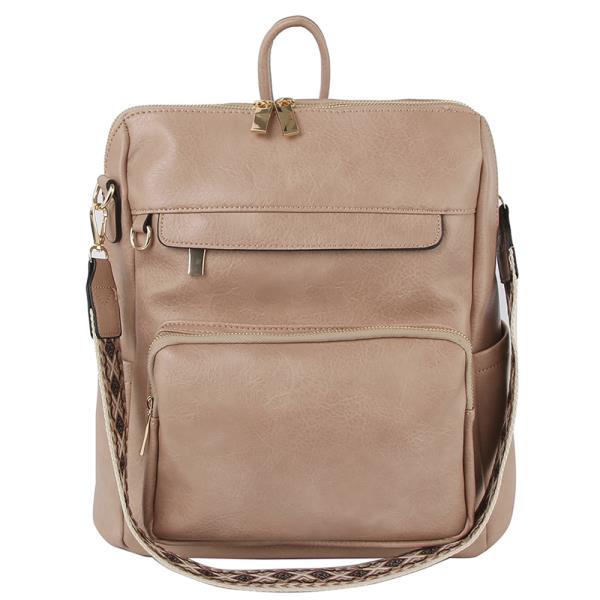 PLAIN ZIPPER HANDLE BACKPACK W STRAP