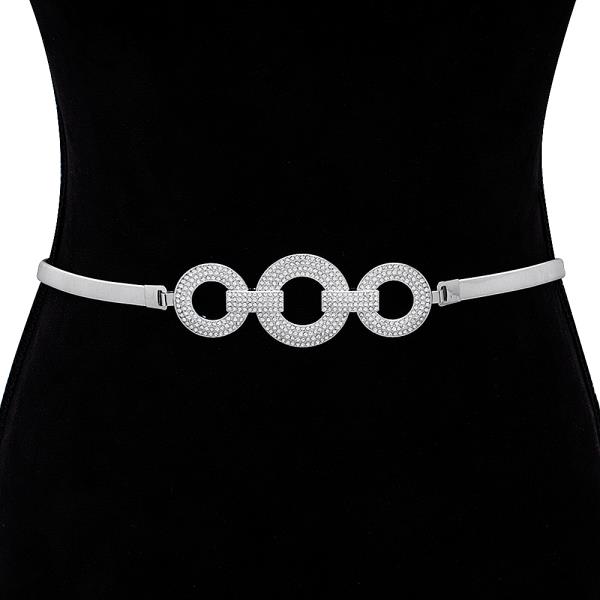 RHINESTONE TRIPLET CIRCLE LINK ELASTIC BELT