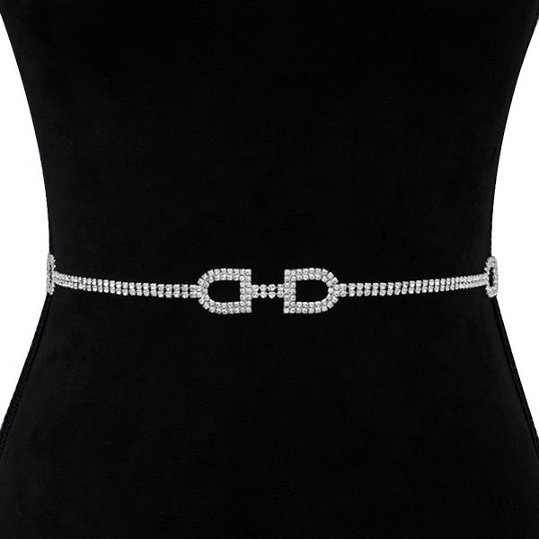 RHINESTONE DESIGN METAL BELT