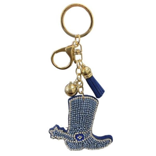 RHINESTONE BOOTS KEYCHAIN WITH TASSEL