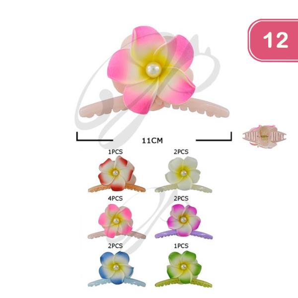 HAWAIIAN FLOWER HAIR CLIP (12 UNITS)