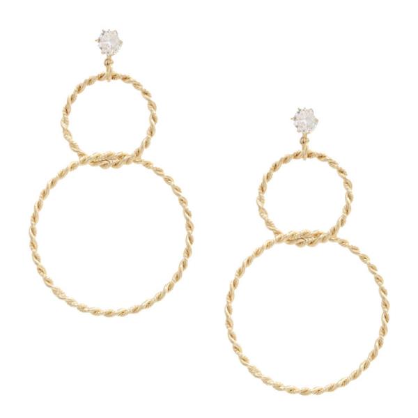 SODAJO CZ DOUBLE CIRCLE GOLD DIPPED EARRING