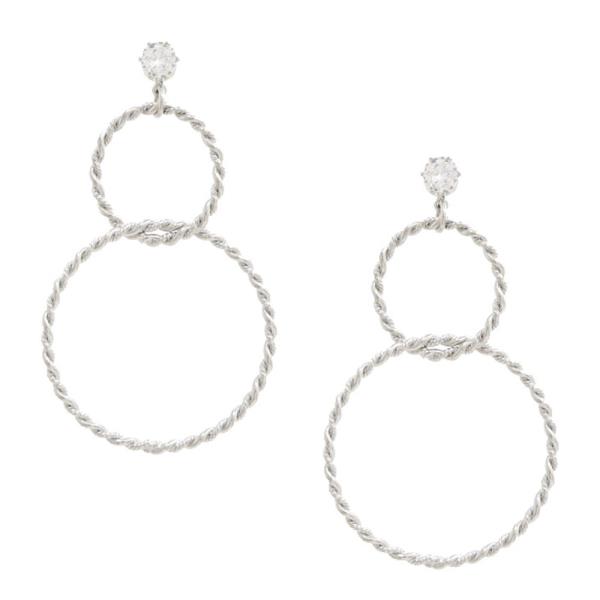 SODAJO CZ DOUBLE CIRCLE GOLD DIPPED EARRING