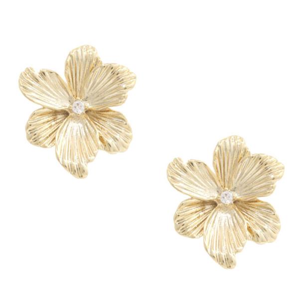 SODAJO CZ FLOWER GOLD DIPPED EARRING