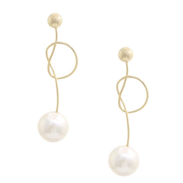 SODAJO PEARL BEAD LOOP GOLD DIPPED EARRING