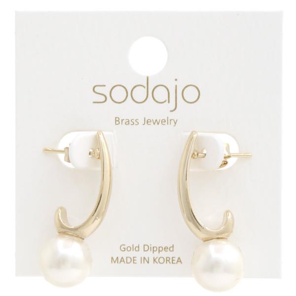 SODAJO PEARL BEAD OVAL GOLD DIPPED EARRING