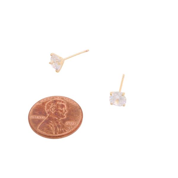 14K GOLD DIPPED CZ STONE STUD EARRING